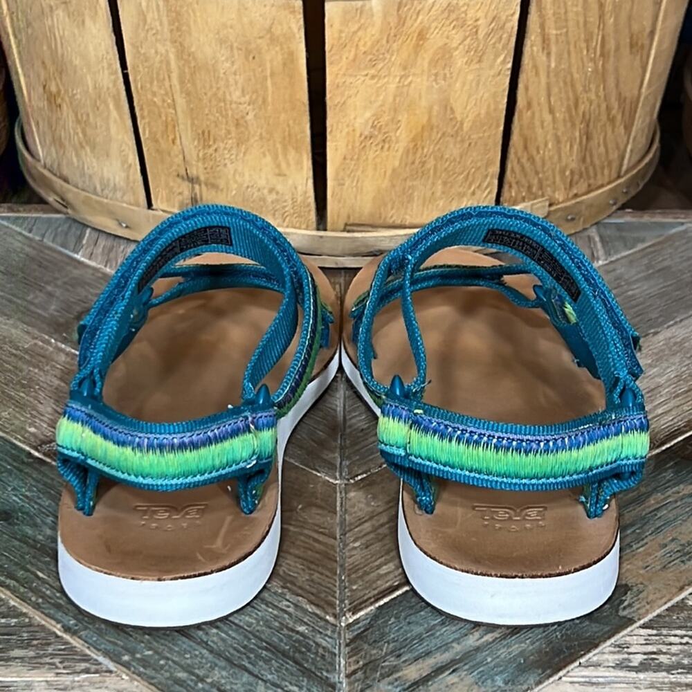 Teva Original Universal Blue Green Ombré Stripe Adjustable Sandals Womens Size 9 - Picture 7 of 12